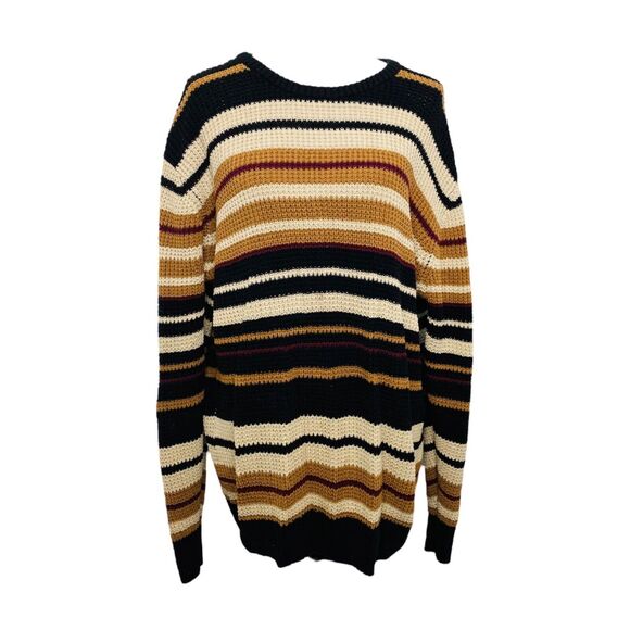 Carbon Men’s Sweater Multicolor Striped Open Knit Crewneck Size XXL - Picture 1 of 6